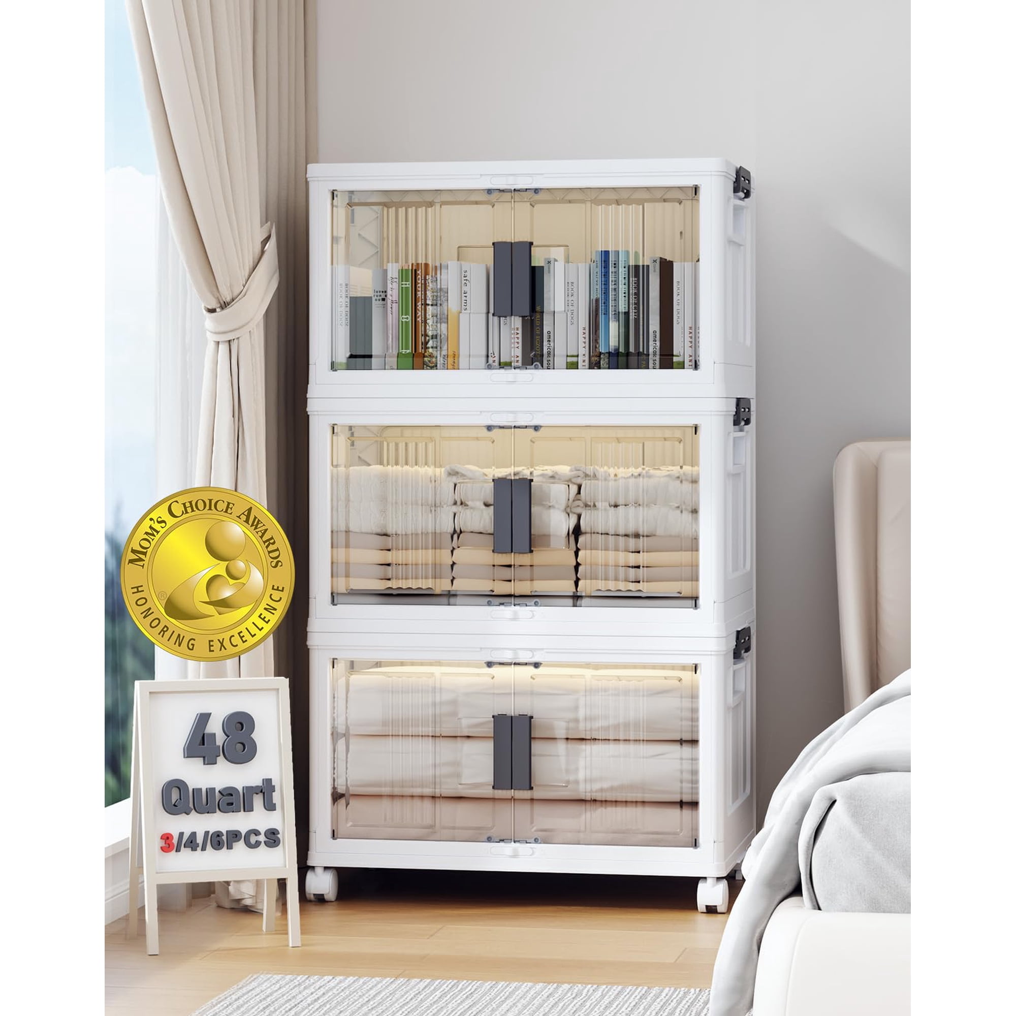 Contenedores De Almacenamiento Olarhike 144qt Con Cierre Con Tapa Y Ruedas, Paquete De 3