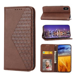 Funda Flip Foxdock Para Iphone Xs Max , Estilo Billetera Con Diseño Rombo, Correa De Mano Y Soporte, Uso Diario
