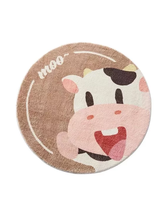 Genérico - Alfombra Redonda 100 Cm Super Suave Vaca