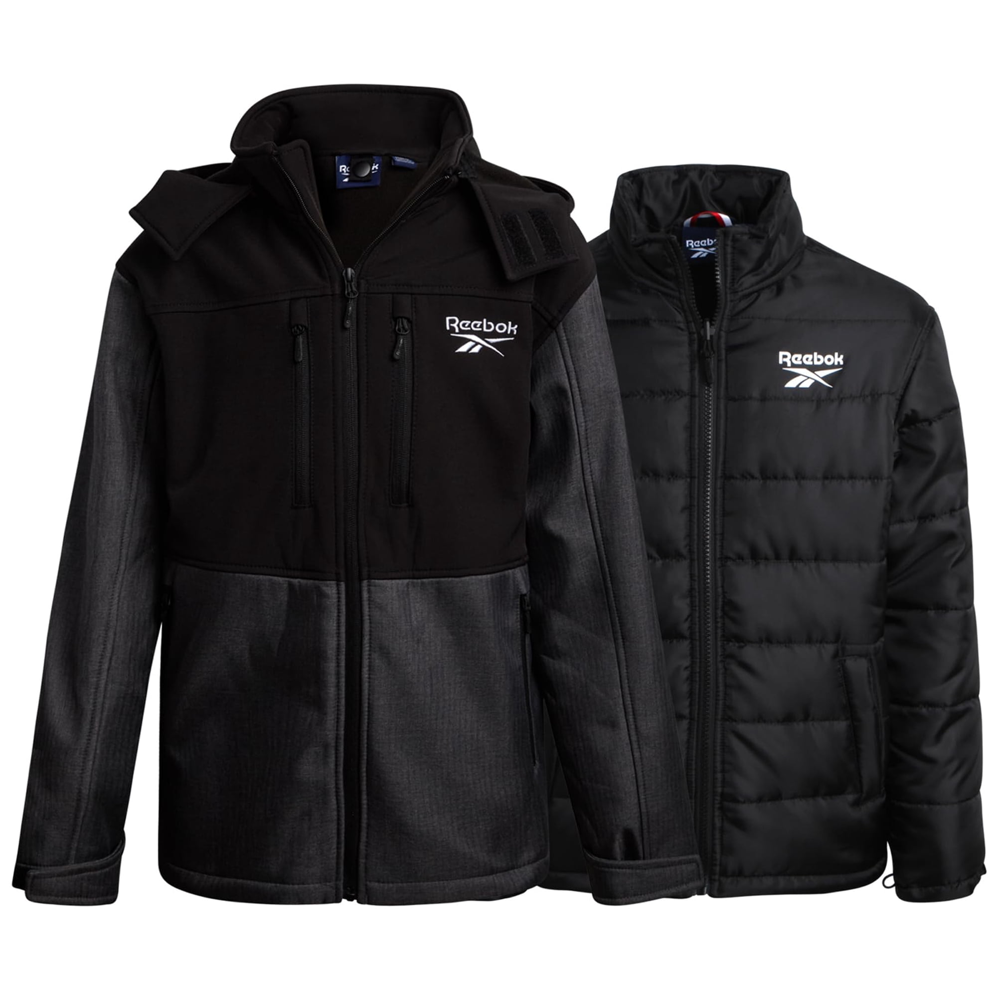 Chaqueta De Invierno Reebok, Sistema 3 En 1, Impermeable, Softshell Para Niños