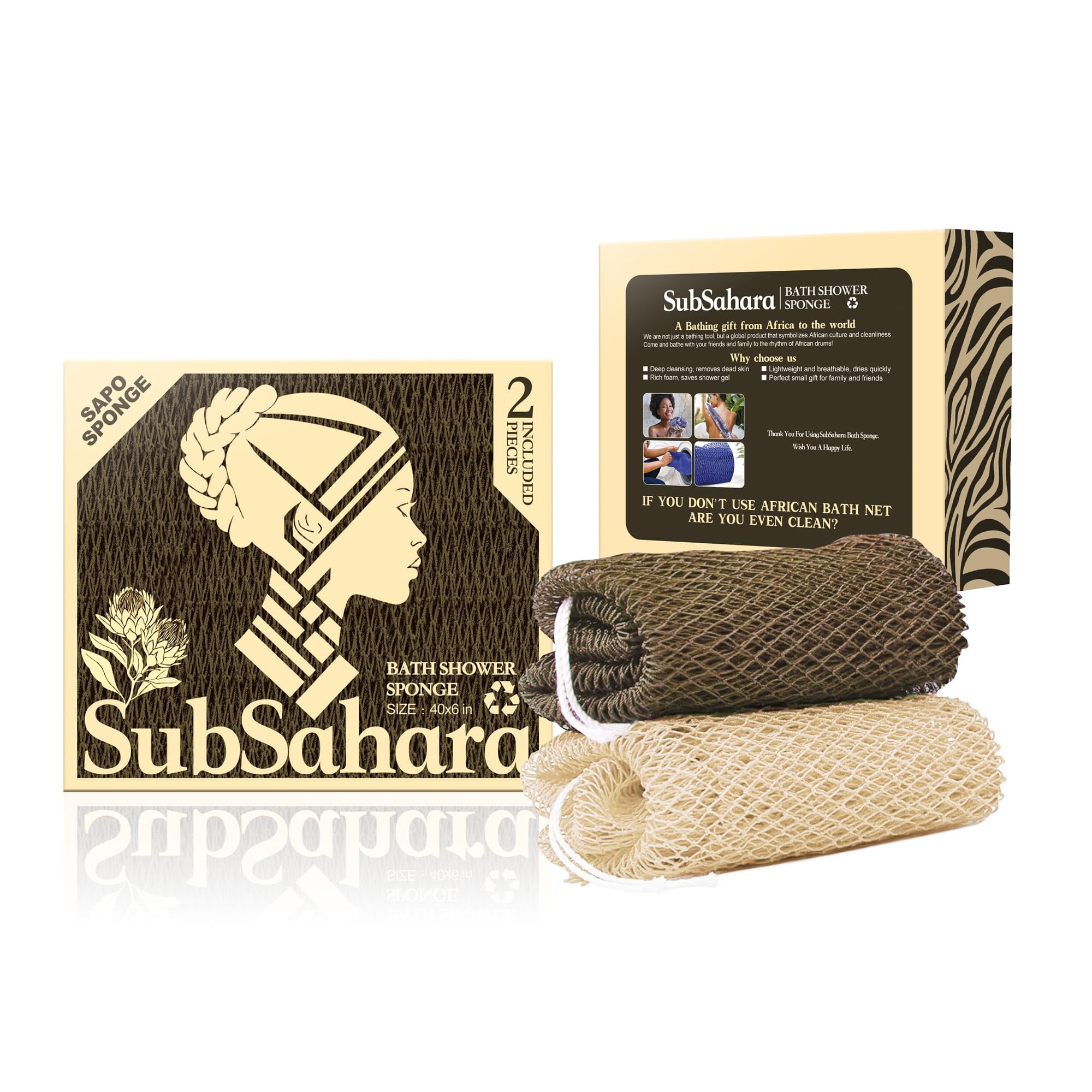 Esponja De Ducha Subsahara Authentic African Net, 2 Piezas