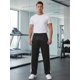 thumbnail image 2 of INSPIRE CHIC Pantalones de chándal de hombre casuales con cintura de cordón, pierna recta, rayas laterales, ropa de calle, 36 negro, 2 of 6