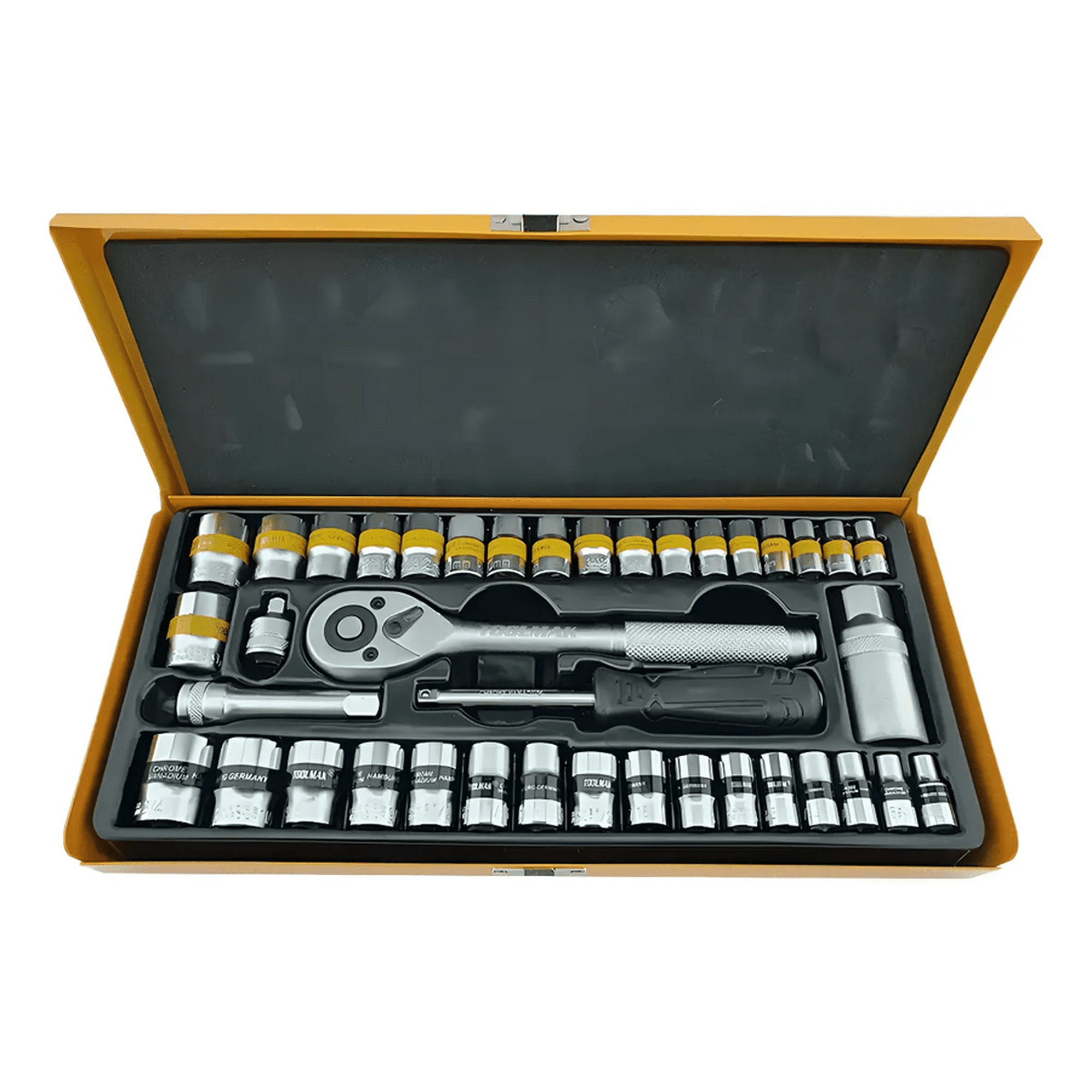 Genérico - Set Kit Jgo De Dado 1/4 3/8 Milimétrico Pulgada 40 Pcs Color Naranja Claro