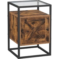 Casa Vinte - Mesa Lateral Auxiliar Velador Madera Y Vidrio Bettna