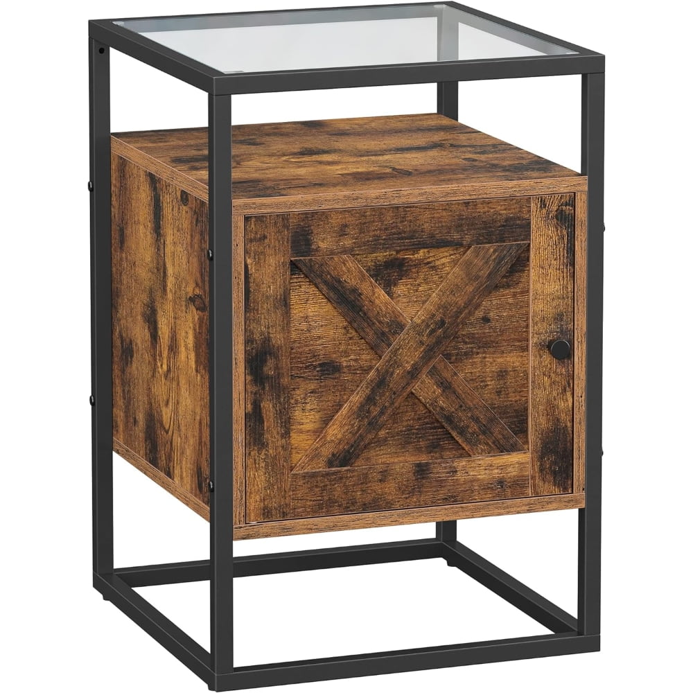 Casa Vinte - Mesa Lateral Auxiliar Velador Madera Y Vidrio Bettna