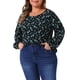 thumbnail image 1 of Agnes Orinda Blusas Casuales de Mujer Talla Grande para Escuela o Universidad con Estampado Floral Ditsy, Cuello Redondo, Manga Larga y Puño Elástico 1X Azul, 1 of 6