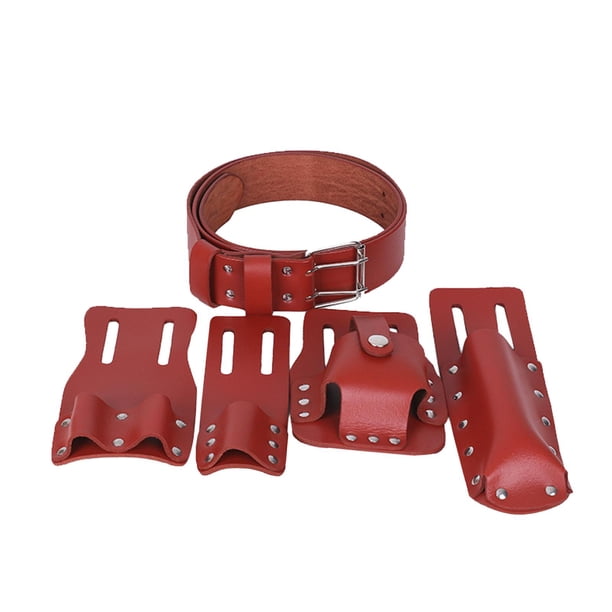 Heavy Duty Tool Belt Loop 5 en un Cinturón de Herramientas Ajustable Y Bolsas Adecuado para Electricistas de Agua Decorador Almacenamiento de Tr , Rojo marrón