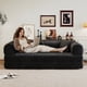 thumbnail image 3 of 78.8" Compression Sofa,Convertible Floor Sofa Bed-with Pillow Back Support Armrest,Comfy Futon Couch Sleeper Bed,Loveseats Boneless Modular Sectional Sofa,Corduroy fabric,for Living Room,Bedroom,Black, 3 of 3
