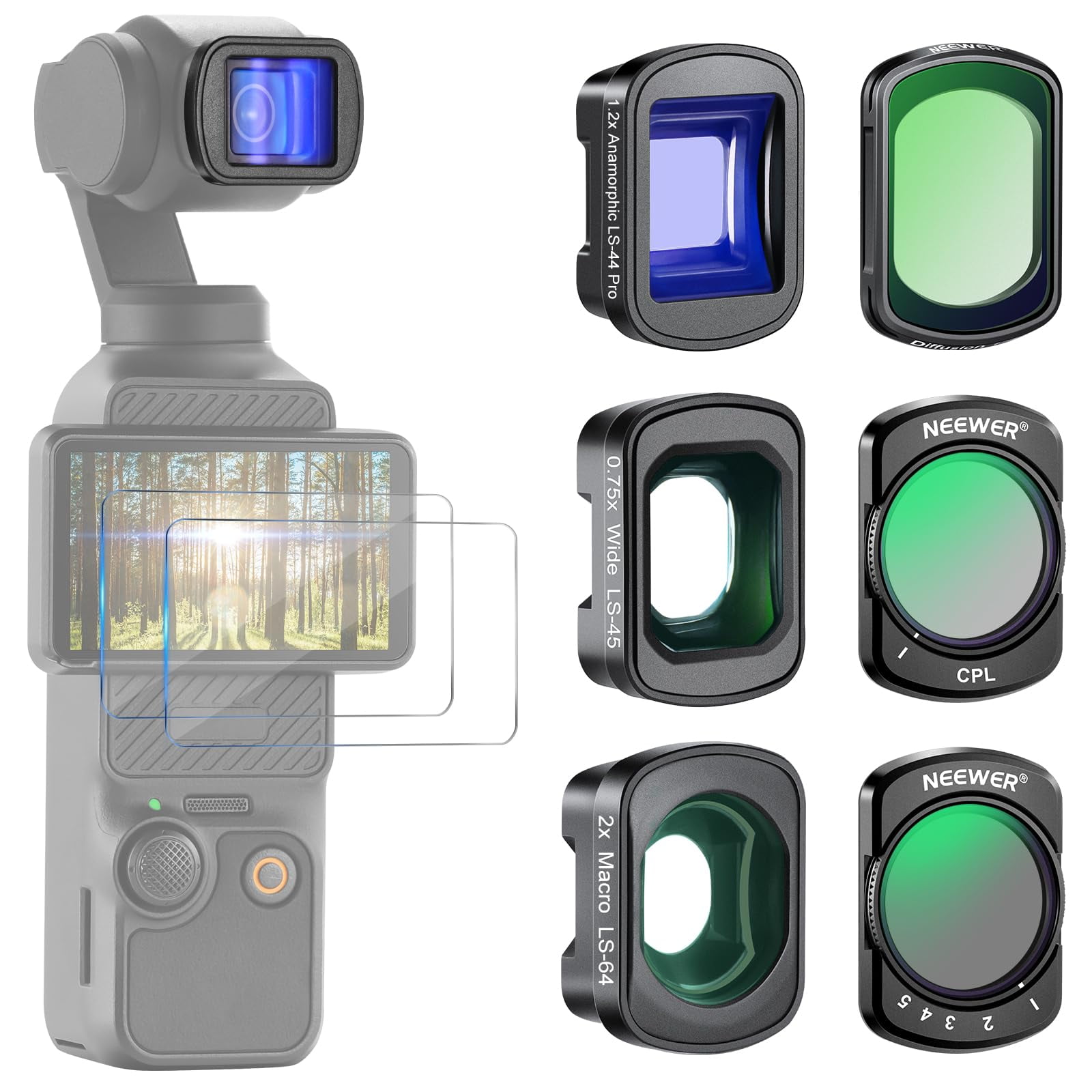 Neewer - Set De Filtros, Lentes Y Protectores De Pantalla Para Dji Osmo Pocket 3
