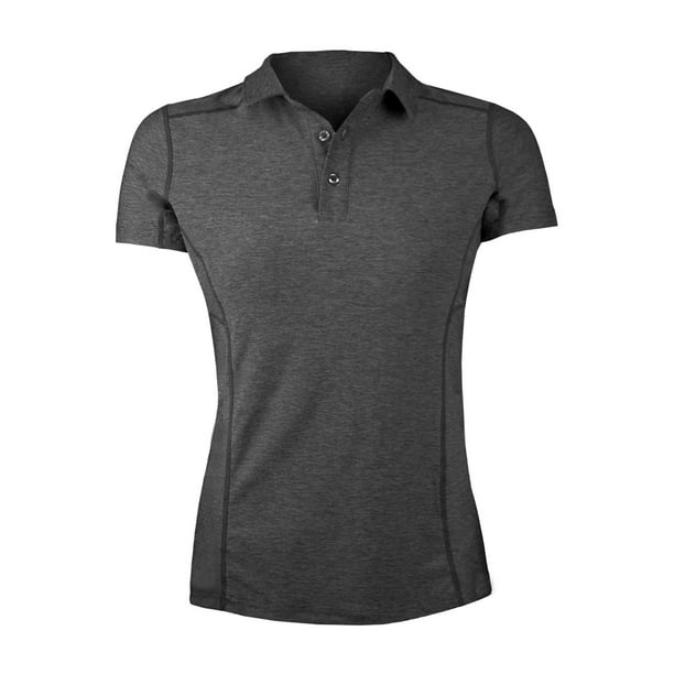 Polera Dry Fit Con Cuello Manga Corta Jaspeada Mujer