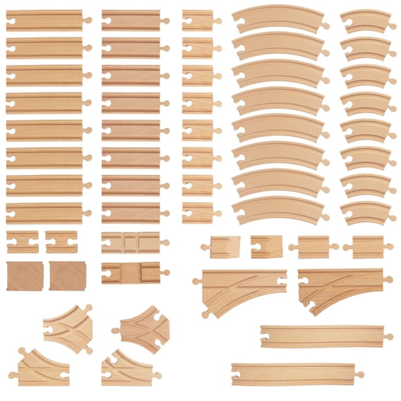 Juego de 58 piezas Train Tracks WoodenEDU con expansión 100% compatible