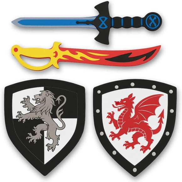 Set de juego combinado de espada y escudo de espuma Liberty Imports, 4 unidades