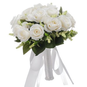 Magideal - Flor De , Ramo De Boda Nupcial, Ramo De Lanzamiento, Ramo De Boda De Estilo Rústico Para Novia, Ramo De Boda Para Adorno De Aniversario , Blanco