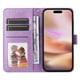 thumbnail image 3 of Funda tipo cartera FOXDOCK para iPhone 16 , diseño girasol en relieve, cuero PU, cierre magnético, soporte y tarjetero, 3 of 5