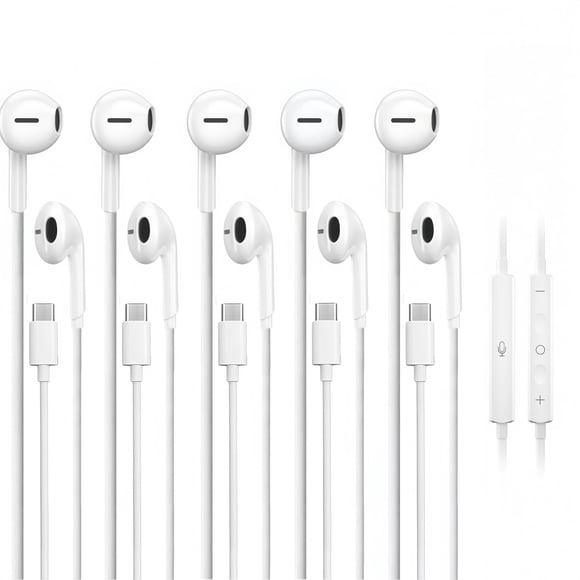 Paquete de 5 auriculares USB C para iPhone 17/16/15 Pro Max iPad