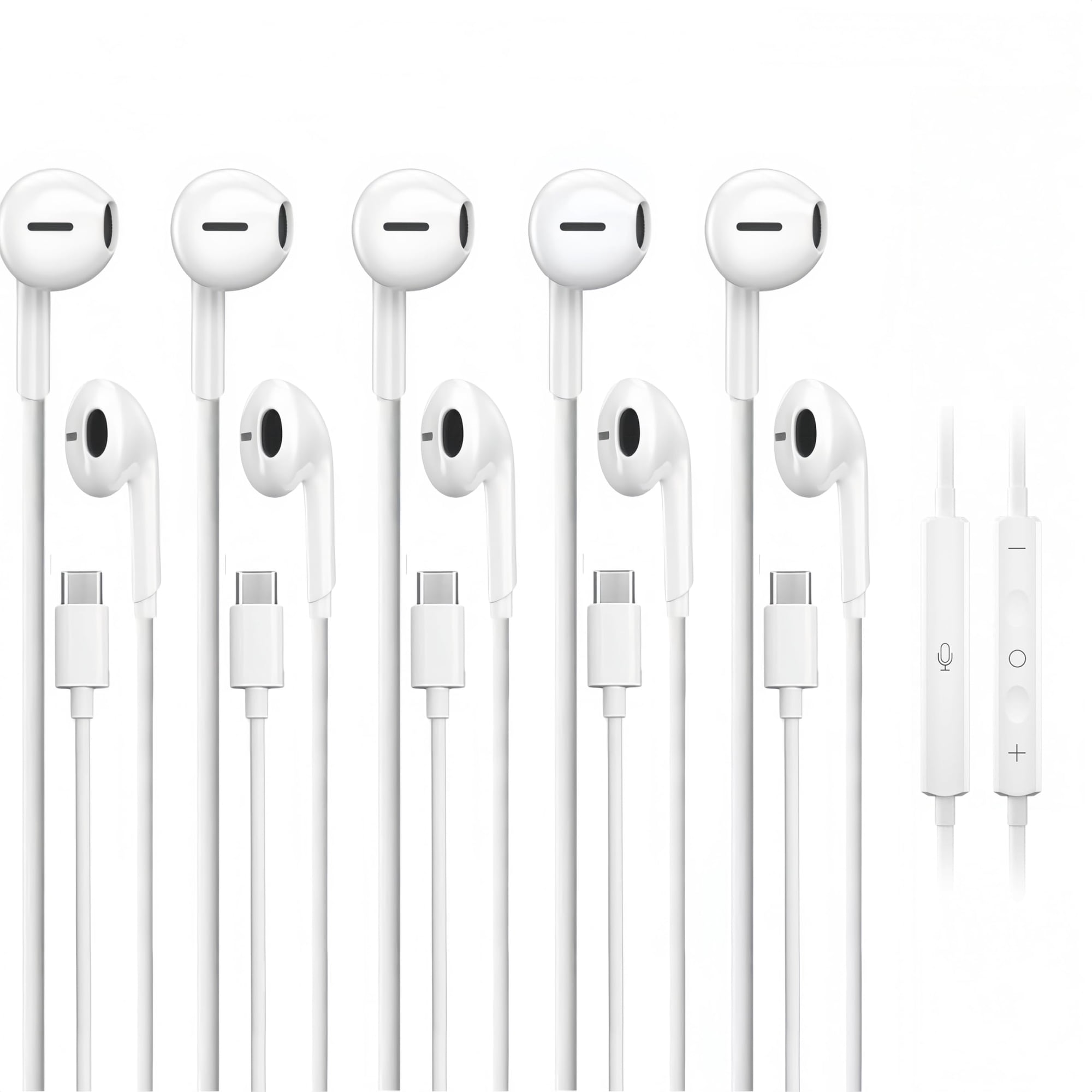 Basecolors - Paquete De 5 Auriculares Usb C Para Iphone 17/16/15 Pro Max Ipad