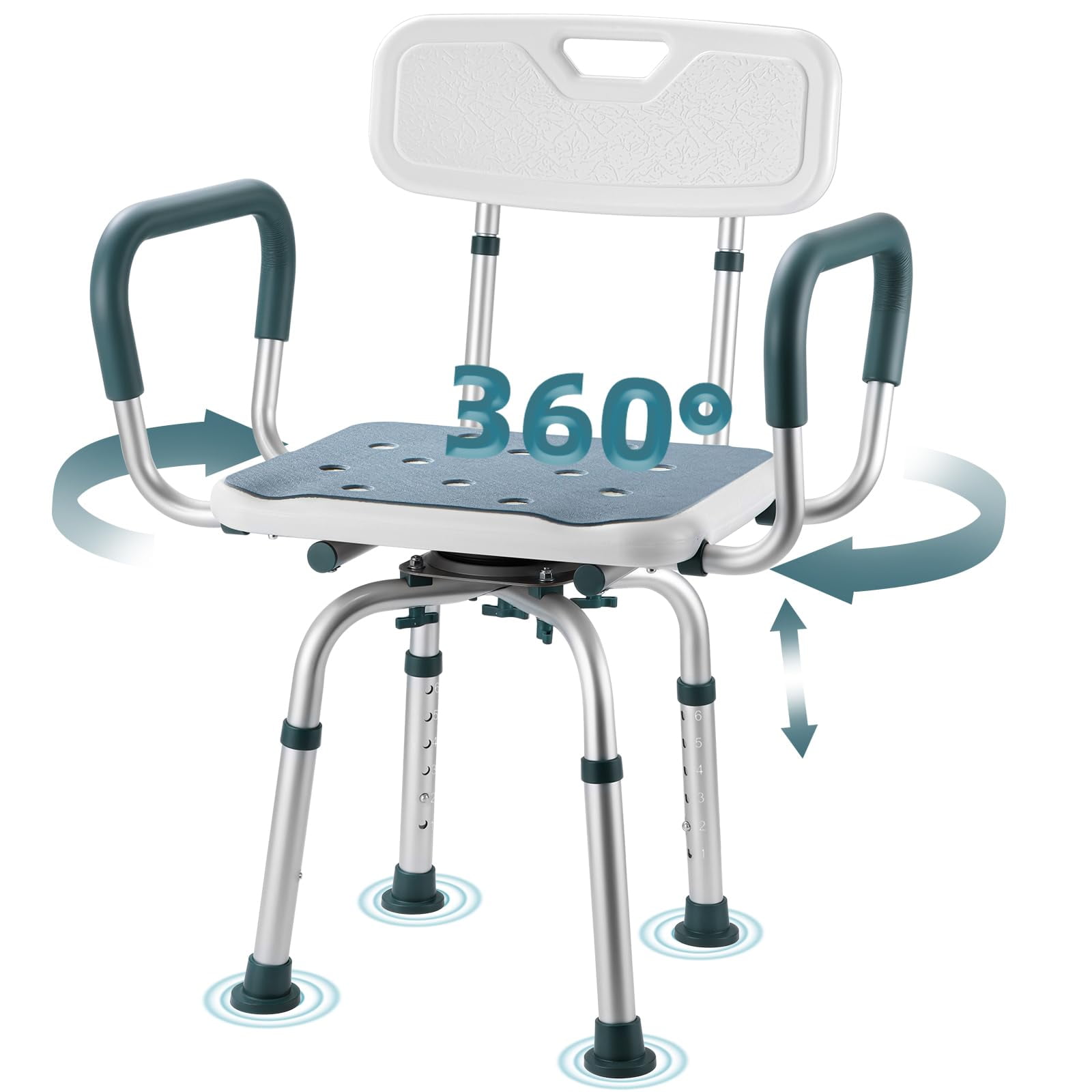 Silla De Ducha Giratoria Ajustable Aidwaygo Con Capacidad De 400 Lb