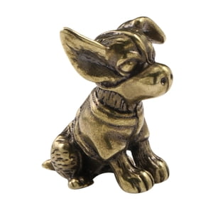 Magideal - Mini Figura De Perro De Latón, Adorno Práctico Para Decoración De Té, Mascota, Escultura Feng Shui, Estatua De Animal Para Escritorio De Oficina Y Ami