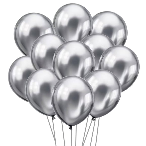 Globos Ztikug 50 piezas plateados metálicos de látex 13 cm
