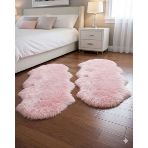 Mylhogar - Juego De 2 Alfombra De Pelo De Oveja Sintetico Ultra Suave