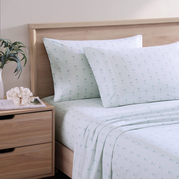 Juego de Ropa de Cama Tommy Bahama Queen Algodón Percal Kaw Palms Azul
