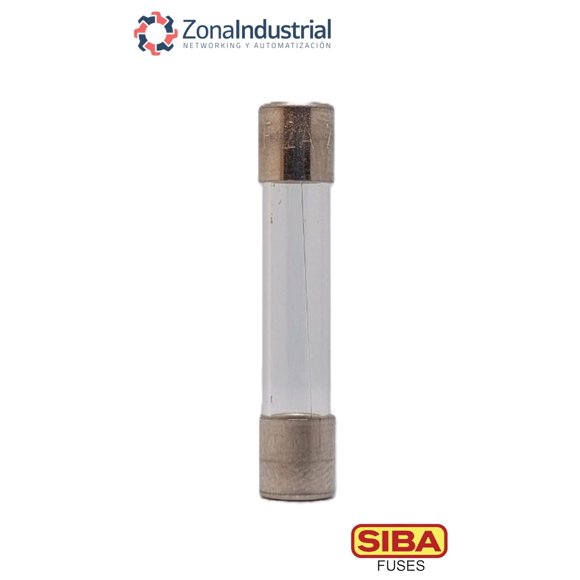 Fusible marca SIBA; 6,3x32mm; 250V ac; curva T (Lento), vidrio, L. - 100mA