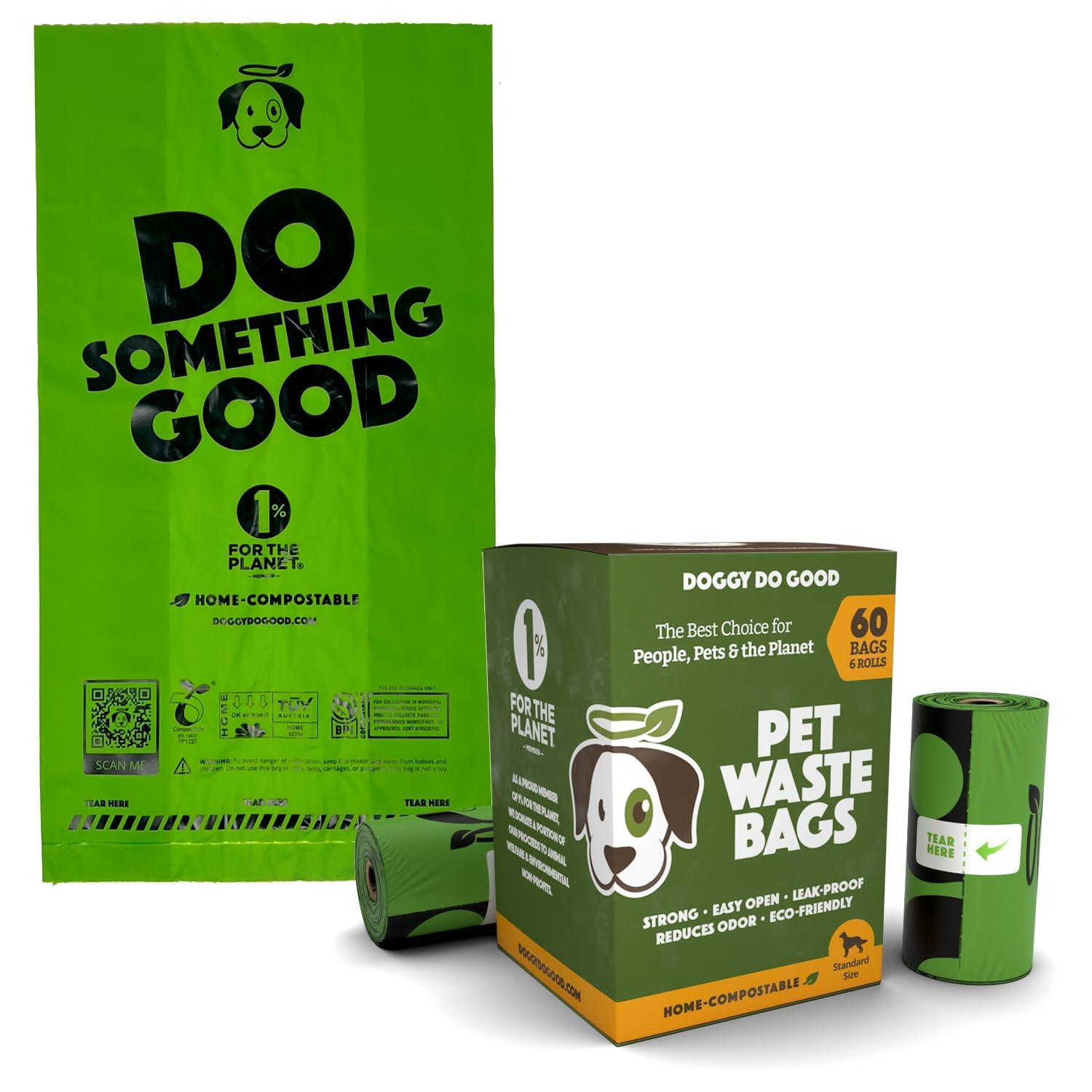Bolsas Para Excrementos Doggy Do Good, 60 Unidades, Sin Perfume, De Base Biológica