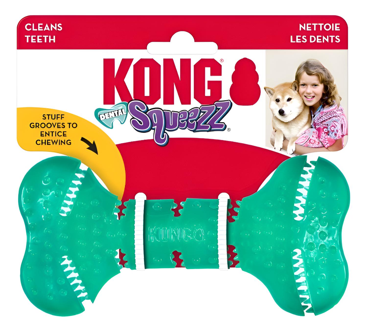 Kong Dental Squeezz Bone Hueso Dental Con Textura Talla M