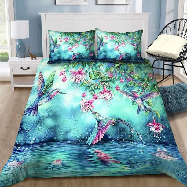 Hummingbirds Drin Nectar Perfect Gifts Flowers Quilt Duvet Cover Set3-Piece Bedding Set
