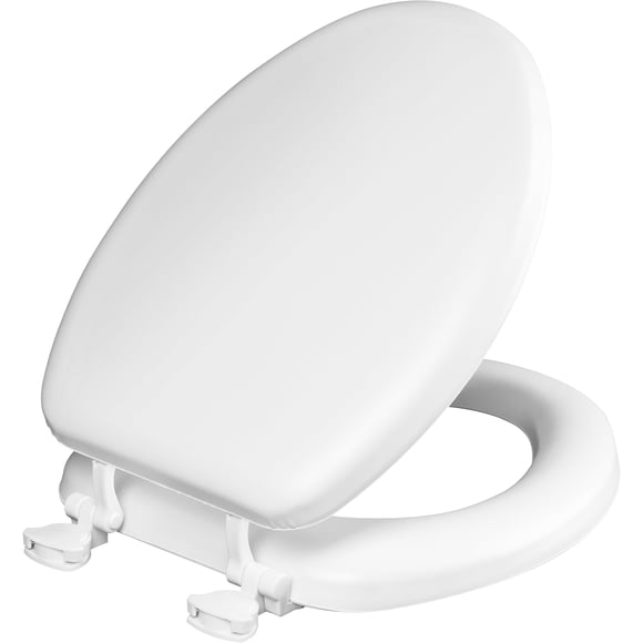 Asiento de inodoro Mayfair, acolchado, acolchado, de vinilo suave, blanco