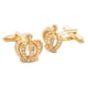 thumbnail image 3 of Gemelos Vintage Crown Crystal Cuff Links Camisa de Boda Traje Botón Oro, 3 of 3
