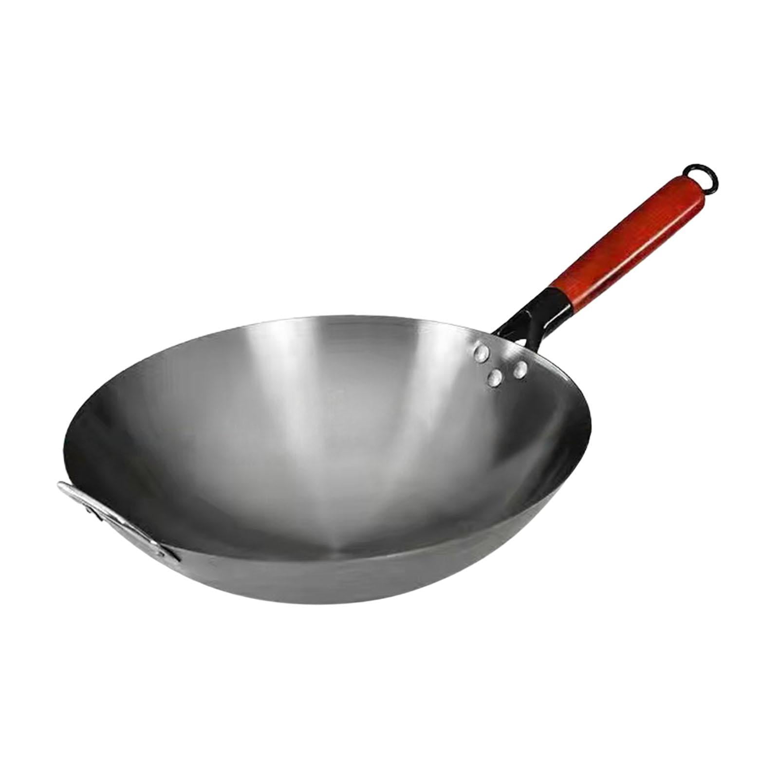 Bothyi - Sartén Wok A Gas Sin Recubrimiento Con Mango De Madera Sartenes Utensilios De Cocina Universales Sartén Salteada 36cm