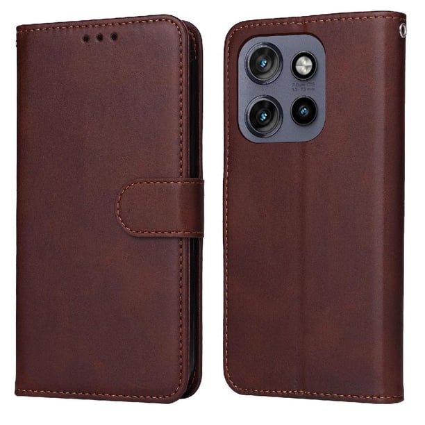 Funda Billetera para Motorola Moto Thinkphone 25 con Porta Tarjetas y Soporte Ajustable Marrón