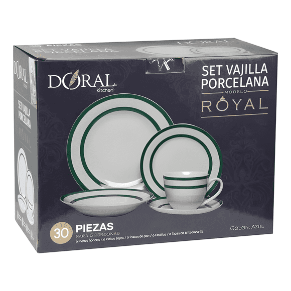 Vajilla porcelana 30 piezas - línea royal