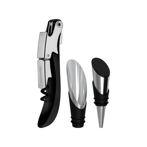 Juego Para Vinos Tramontina Harmoniza En Acero Inoxidable Y Polipropileno Negro 3 Piezas
