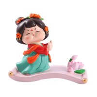 Magideal - Estatua De Estatuilla De Niña De La Dinastía Tang, Soporte Para Teléfono, Escultura De Figura De Resina Creativa Bonita Coleccionable, Adorno De Escri Verde