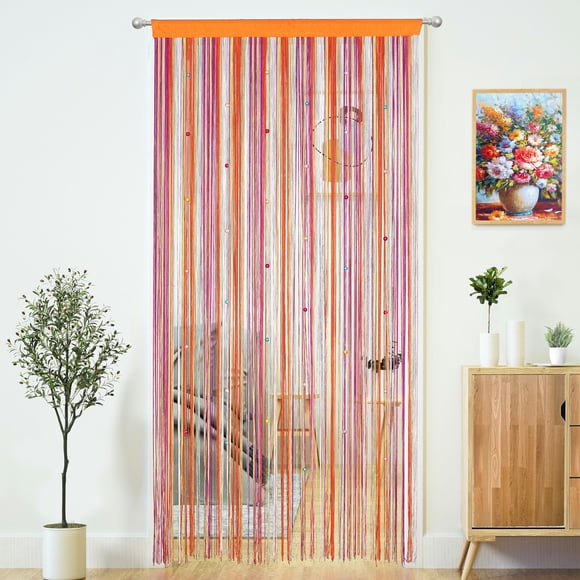 Cortina YaoYue con borlas y borlas en forma de arcoíris, 100 x 200 cm