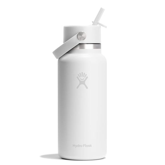 Botella de agua Hydro Flask 946 ml aislada y a prueba de fugas blanca