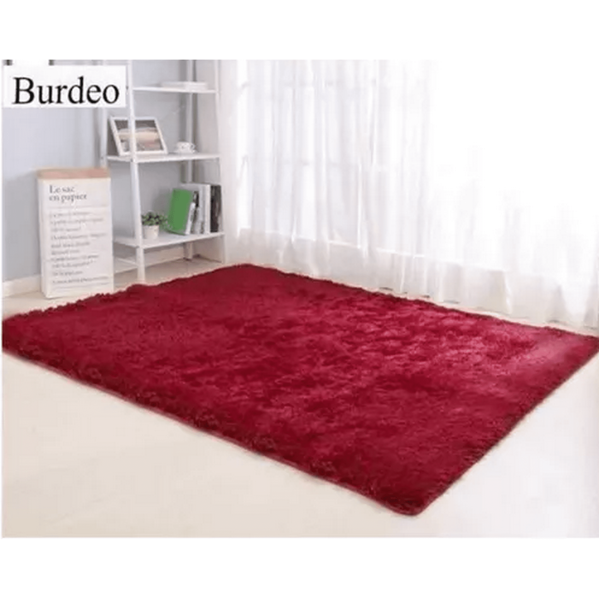 Genérico - Alfombra Peluda Living Hogar 150x200 Cm Burdeo