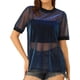 thumbnail image 1 of INSPIRE CHIC Camiseta de Malla para Mujer de Halloween Cubierta para Fiesta Manga Corta Transparente Tops XL Holográfico Azul, 1 of 6