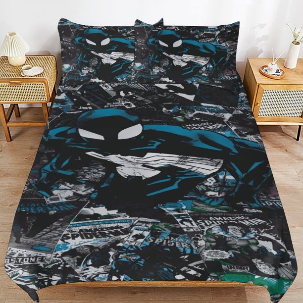 Spider-Man Bedding Sets Ultra Soft Skin-Friendly Duvet Cover 3 Piece, Cute Comforter Cover Bed Set for Boys Girls Kids