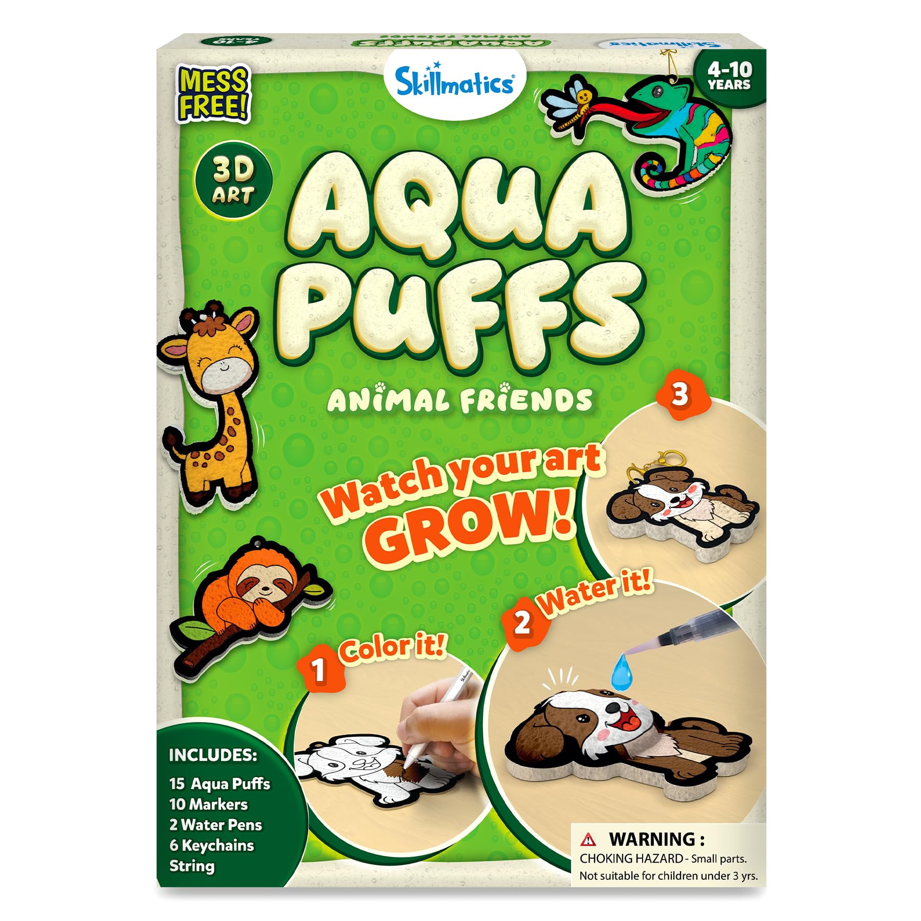 Kit De Arte Skillmatics Aqua Puffs Animals Con Pintura Que No Ensucia