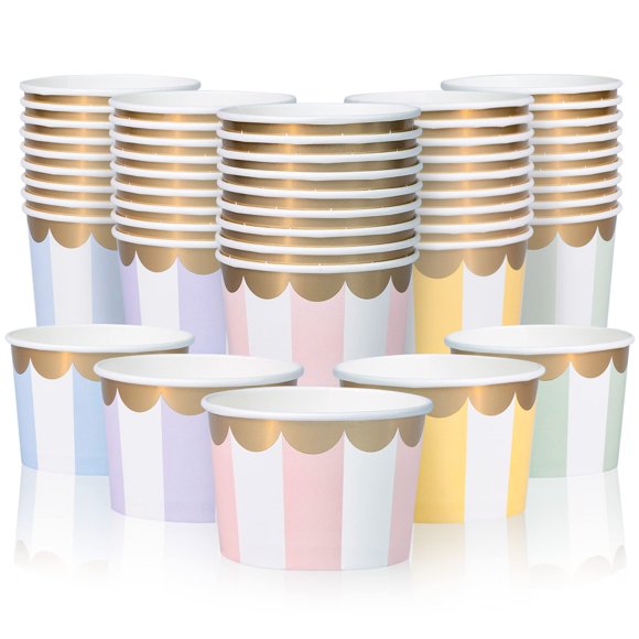 Vasos de papel para helado MATICAN 270 ml, 50 unidades, 5 colores pastel