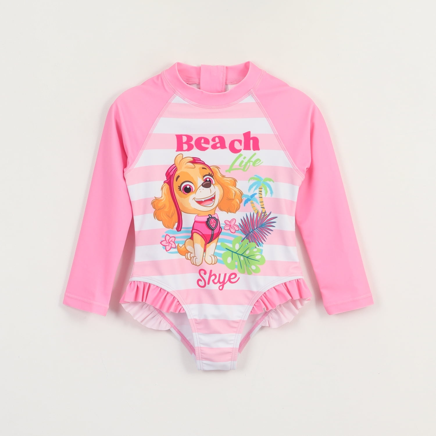 Traje De Baño Niña Rosado Rayas Estampado Paw Patrol