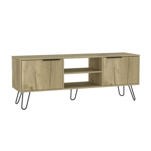 Fmfurniture - Rack Tv 65"" 2 Puertas Café Claro Y Negro