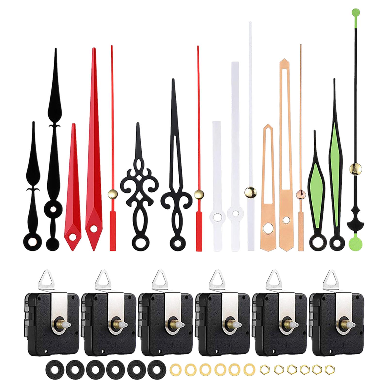 Magideal - 6 Juego De Mecanismo De Reloj Colgante, Mecanismo De Movimiento De Reloj De Pared Diy, Piezas De Reparación Para El Hogar Con Manos Para Reemplazo De Eje 13Mm Rosca 5Mm