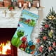 thumbnail image 1 of Lil Stompers Tema: Calcetines de Navidad, fino lino blanco para colgar en escaleras y chimenea, decoración navideña para el hogar, regalo de Navidad. 45cm × 32cm, 1 of 5