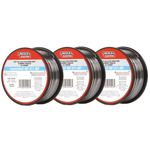 Alambre de soldadura Lincoln Electric NR-211-MP .035 pulgadas, paquete de 3