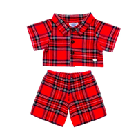 Pijama Build A Bear Escocés Rojo Para Peluches