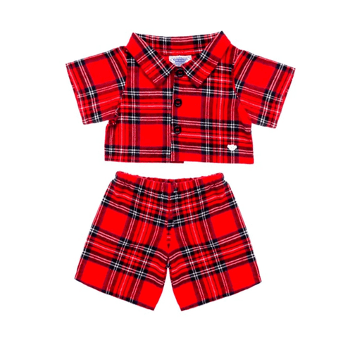Pijama Build A Bear Escocés Rojo Para Peluches